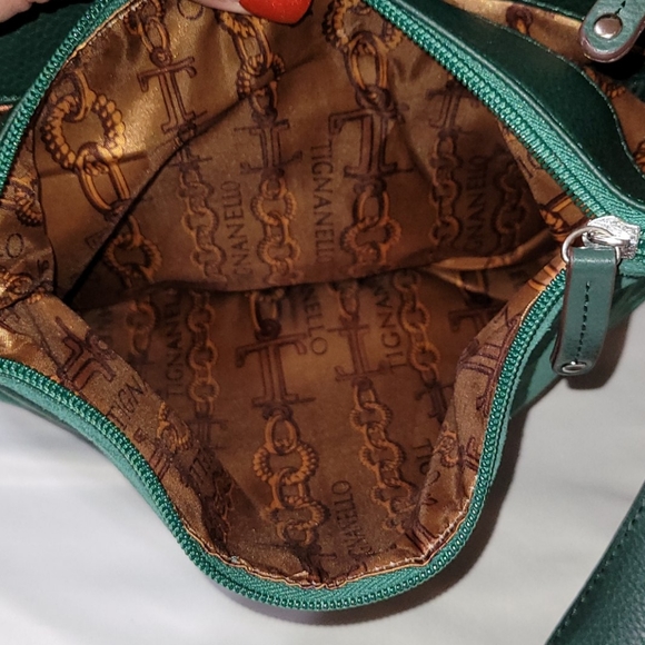 Tignanello Green Suede Leather Shoulder Handbag - Picture 9 of 9